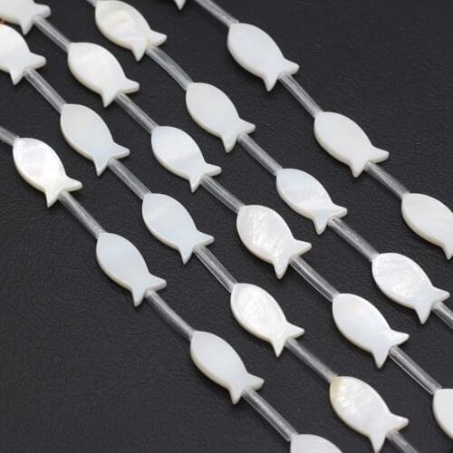 15pc/lot Natural White Shell Beads Fish Shape Mother-of-pearl Spacer Bead for Jewelry Making Diy Girls' Necklace Earring Gifts