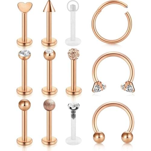 16 Gauge Cartilage Earring Stud Piercing Forward Helix Earrings Labret Lip Medusa Monroe Piercing Ring Jewelry