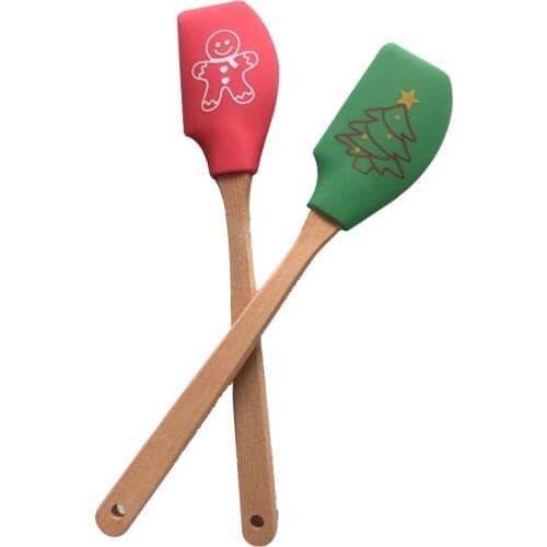 2020 Christams Spatula with Wooden Handles Heat-resistant Kitchen Utensil Cooking Utensils Cake Accessories