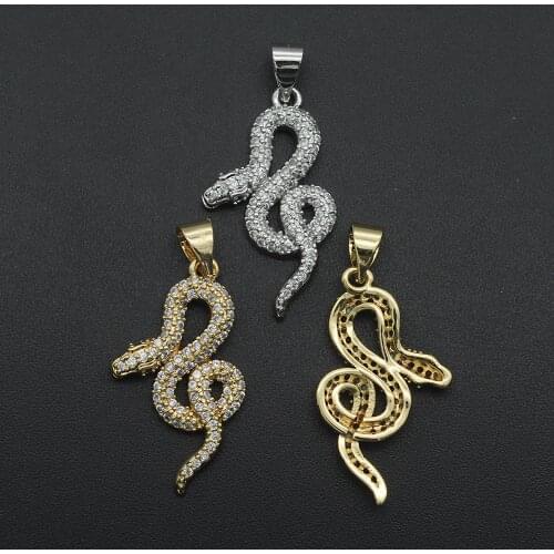 29x14mm 100% CZ Zircon DIY Jewelry Snake Charm Pendant Wholesale Top Quality Necklace Making Charms Bracelet Making Charm