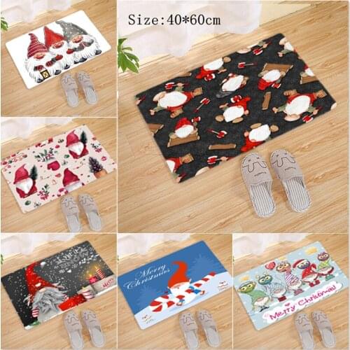 40x60cm Cartoon Santa Claus Elk Christmas Mat Carpet 2021 Christmas Decor for Home Merry Christmas Ornaments Navidad Xmas Gifts