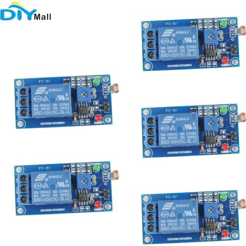 5pcs DC 5V 1 Channel Relay Module with Photoresistor Sensor LM393 for Arduino