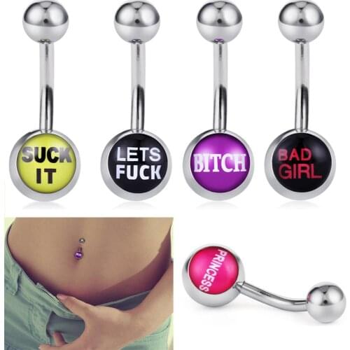 5Pcs Fancy Word Angle Girl Princess Belly Piercings Stainless Steel Body Jewelry Sexy Navel Bell Piercing Button Rings Pircing