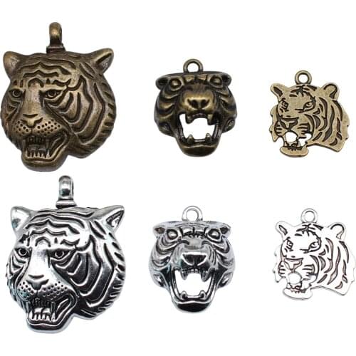 8pcs Charms Roaring Tiger Head 27x24mm Handmade Pendant Making Fit DIY For Bracelet Necklace