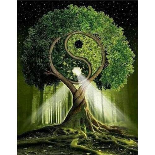 Diamond embroidery Chinese Elements Yin and Yang Tree 5D DIY Diamond Painting 3D Embroidery Cross Stitch Mosaic Decor Gift C320