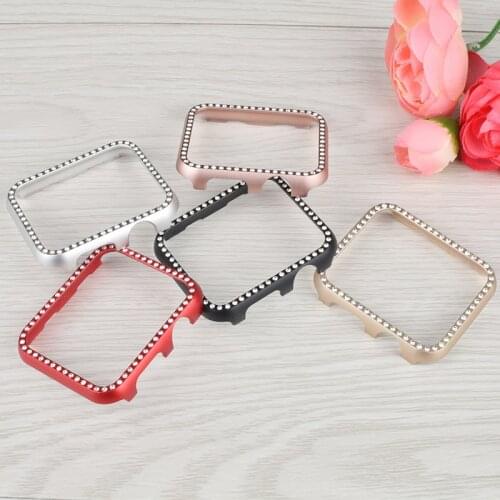 Diamond case For Apple watch 44mm/42m/40mm/38mm series 5/4/3/2 iwatch protective cover Aluminum alloy Crystal shell accessories