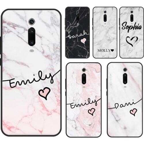 Custom Name Initial Marble Case For Xiaomi POCO X3 NFC F2 Pro F1 Coque For Mi 9T 10 Pro Mi A3 Mi Note 10 Lite