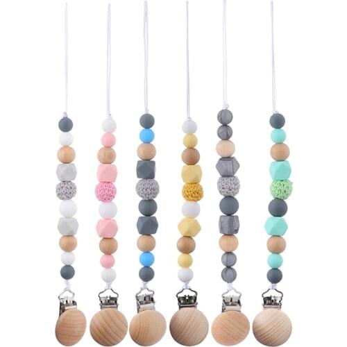 Baby Pacifier Clips Silicone Teething Beads Pacifier Chain Holder Soothie Clips Baby Teether Toy Baby Pendant For Pacifier