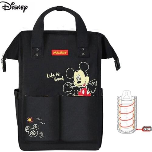 Disney Brand Mummy Bag Multifunction Diaper Backpack Large Capacity USB Bottle Bag Insulation For Baby Pregnant Women Backpack