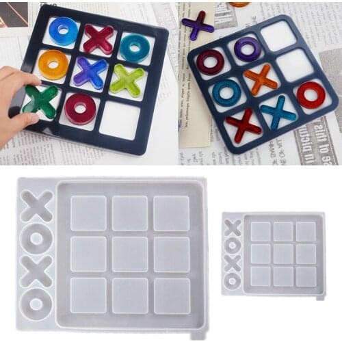 Tic Tac Toe OX Chess Board Silicone Casting Resin Molds For DIY Chessman And Chessboard UV Epoxy Artcraft Silicone Mirror Mold