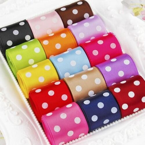 1''25mm (1 meter/lot) Polka Dots Satin Ribbon Home Party Wedding Supplies Hair Bow DIY handmade Sewing Craft Christmas supplies