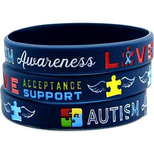 Autism Awareness Bracelets Awareness Creates Change Silicone Wristband Blue 1Pc Dropshipping