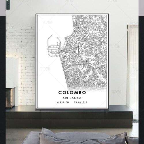Map print poster canvas poster canvasWorld COLOMBIO Map Black White MapPoster Picture Art