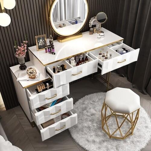 Nordic bedroom dresser simple light luxury net red wind multifunctional storage cabinet small family make-up table with light