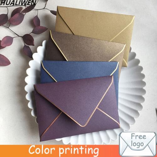 10pcs 11.5*16.5CM Dark Brown/Gold/Purple/Dark Blue Pearlescent Paper Envelope Wedding Business Invitation Hot Stamping Envelope