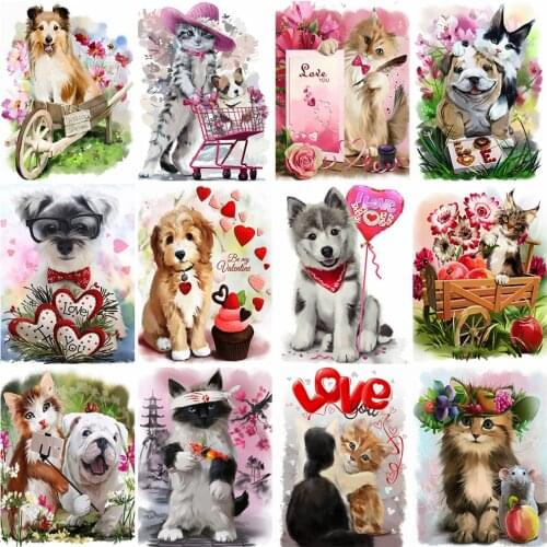 MomoArt Diamond Embroidery Cat Mosaic Art DIY Diamond Painting Dog Animal Full Square Round Drill Home Decorations Wedding Gift