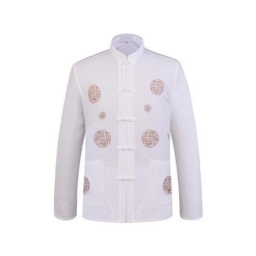 Men Chinese Clothing Long Sleeve Male Chinese Clothing Kung Fu Wushu Shirts Linen Cotton Traditional Clothes Tops