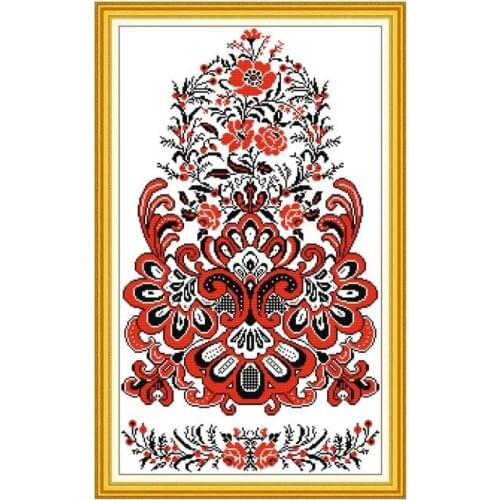Red Pattern Stamped Cross Stitch Kits Joy Sunday 14ct 11ct Counted White Fabric Cotton Thread Embroidery DIY Handmade Needlework
