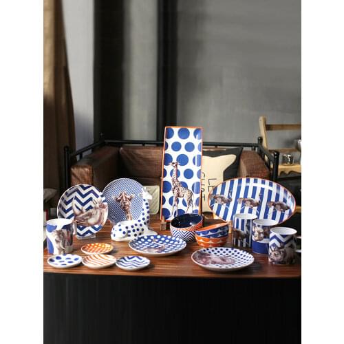 17PCS SET Ceramic Dishes Set Home Creative Crayons Series Gift Box Family Multi-person Tableware Wedding Gift Simple Style