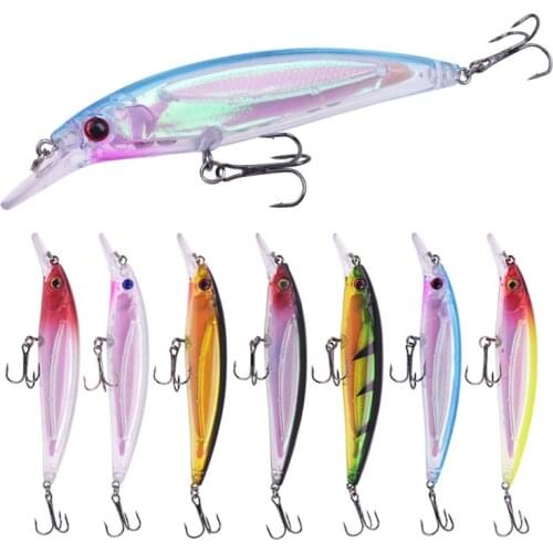 1PC Floating Minnow Fishing Lure Hard Artificial Crank Baits 3D Eyes 11cm 13.5g Wobblers Crankbait treble hooks bass pesca