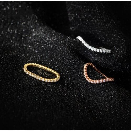 Genuine 925 Sterling Silver Rings for Women Zircon Stone Crystal Gold-color Classic Fine Jewelry Girlfriend Birthday Gift Hot