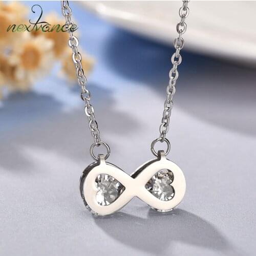 Nextvance CZ Stone Infinity Symbol Necklace Charm Infinity Heart Chain Necklace Stainless Steel Charm Necklaces For Women