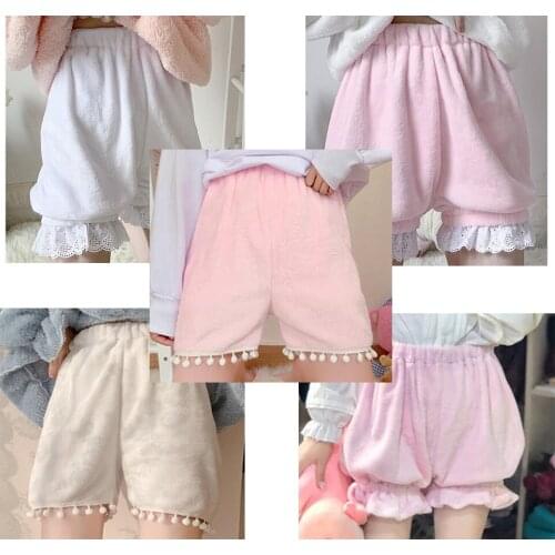 New warm Loilita Bloomers Lace Trim Heart Shape Pocket Bow Ribbon Women Maid Outfit Anime bloomers