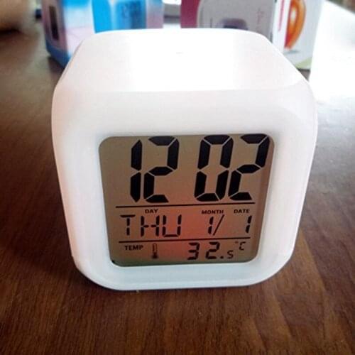 New Colorful LED Glowing Alarm For Children Home Bedroom Desk Decor Digital Glowing Alarm Clock For Electronic Thermometer Clock