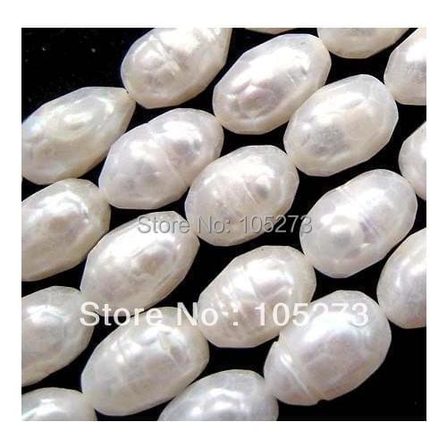 Charming Natural Pearl Jewelry Faceted 10mm Freshwater Pearl White Color Rice Shaper 15''/string Jewellery New Free Shipping