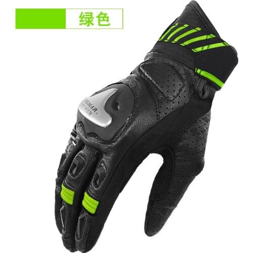 Motorcycle Gloves Perforated Real Leather Summer Breathable Moto Gloves Protective Gears Motocross Glove Gants De Moto