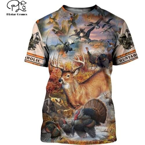 PLstar Cosmos Animal Deer Bow Hunting Hunter Camo Harajuku Fashion 3D Printed Shorts Sleeves T-shirts Men/Women t shirts 02