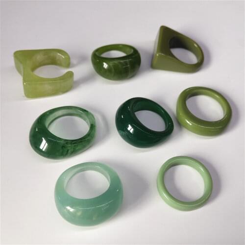 PUNKI PUNKI 2021 New Acrylic Resin Round Square Irregular Transparent Mens and Womens Rings Party Jewelry Gift Wild