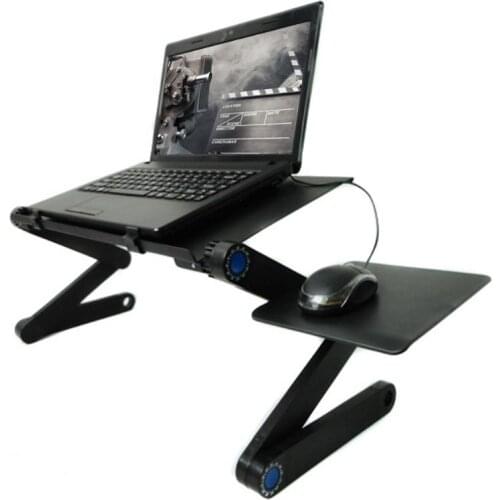 Adjustable Laptop Table Stand Folding Notebook Desk Stand Aluminum Notebook Desk Tablet With Dual Cooling Fan For Sofa Bed