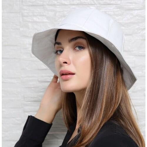 Hot Sale Casual Real Leather Fedora Cap Women Wide Brim Dome Hats High Quality Sheepskin White Floppy Jazz Hat For Wedding