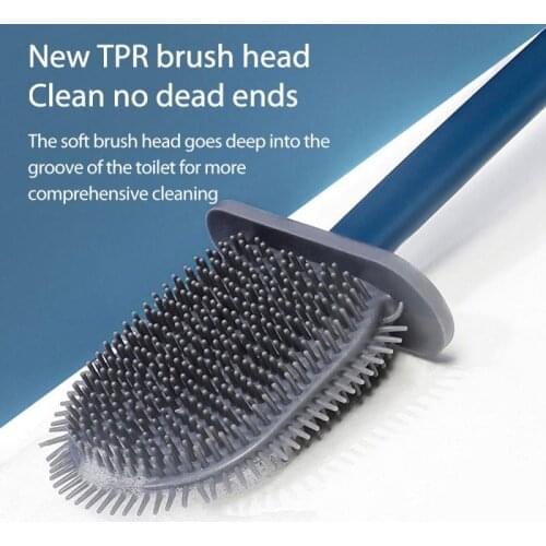 Toilet brush TPR brush head no dead corner toilet cleaning brush with Quick Drying Holder Set