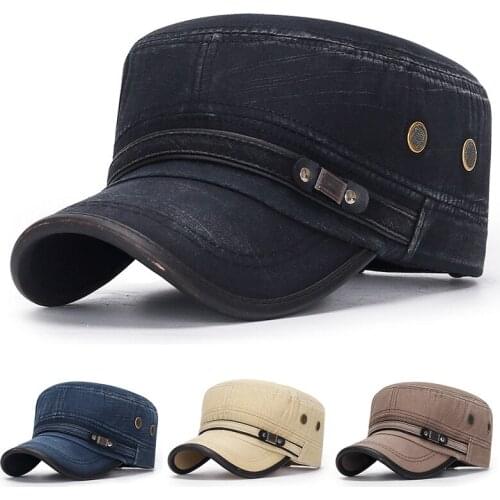Flat Top Hats Denim Distressed Retro not Fading Hats for Summer Women and Men FK88