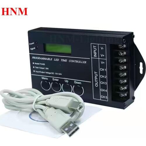 TC420 Programmable LED Time Controller Single Color or RGB LED Controller Dimmer;5Channels output;4A/channel,max 20A;DC12-24V