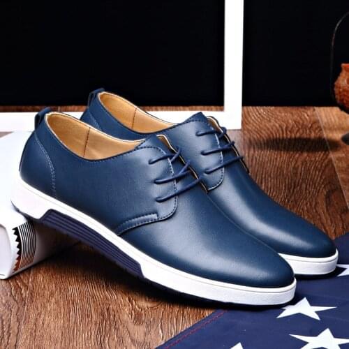 FABRECANDY Men Shoes England Trend Men Casual Shoes Leather Shoes Breathable Male Footear Loafers Mens Flats Plus size 37-48