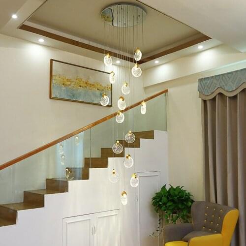 Unique New Design Long Staircase Modern Pendant Light Acrylic Manufacturers Restaurant Hotel Bar Led Pendant Lamp