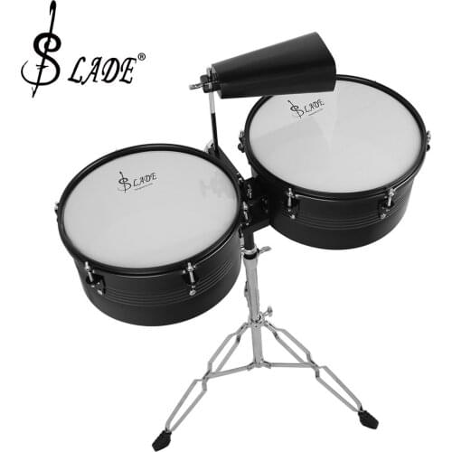 Top Quality 13" & 14" Timbales Drum Set with a Premium Steel Cowbell A pair of Drum Sticks and Cowbell Holder