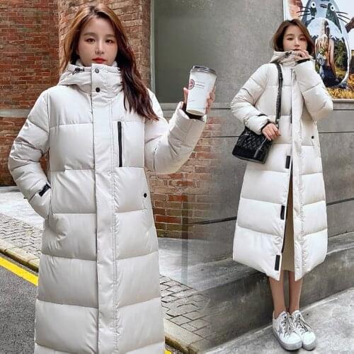 Womens mid-length cotton-padded jacket for 2021 winter new style down cotton Korean style over-the-knee loose padded jacket