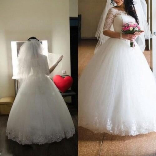 Ball Gown Bride Plus Size Sexy vestidos de novia 2020 Half Sleeves Appliques Wedding Gown Bridal Dresses