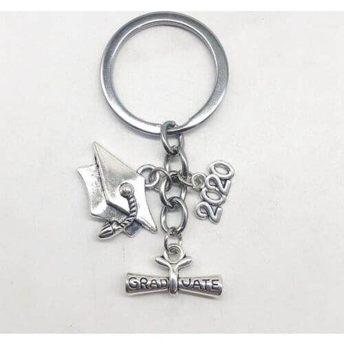 1 Piece of Diploma Graduation Graduate Doctoral Hat 2020 Keychain Science School Inspirational Memorial Gift Jewelry