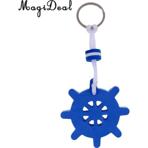 MagiDeal Top Quality 1Pc EVA Yachting Boating Floating Key Chain Key Ring Keyring Rowing Boat Accessory - Ships Rudder Blue 70mm