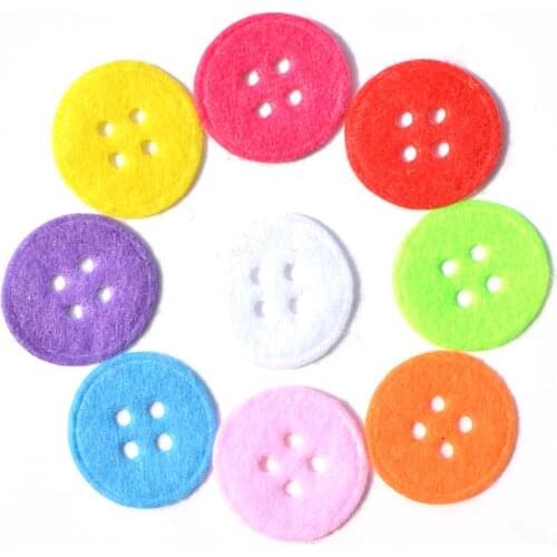 100Pcs 18mm Mixed Round Button Nonwoven Fabric Patches Felt Scrapbooking Accessories Applique for Craft/Clothing K30