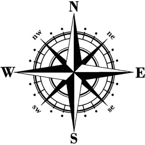 15cm*15cm Art Design Vinyl NSWE Compass Car Stickers Decals Black/Silver