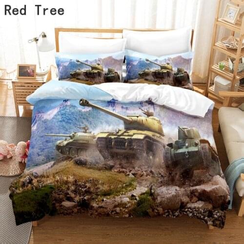 Drop Shipping Wholesale Bedding Set Luxury Cool Tanks Kids Children Duvet Cover Comforter Quilt Custom Printing Design 2/3pcs