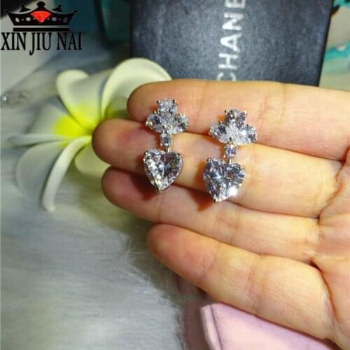 2020 hot new arrival arrives personality temperament exquisite super sparkling luxury female heart-shaped earring jewelry