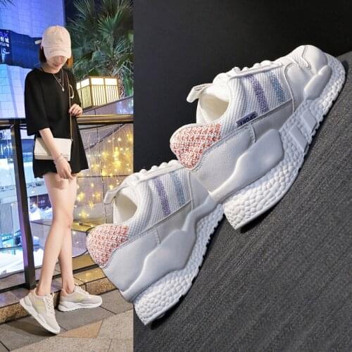 2020 Spring New Korean 100 sports shoes women breathable students running board shoes ins flying woven fitness womens shoes