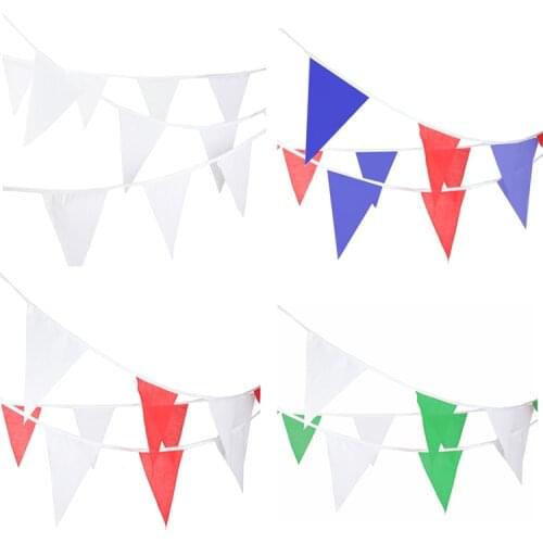 40M Fashion Red White Blue Wedding Fabric Banner Background 100 Flags Bride Bunting Banner DIY Garland Home Party Festival Decor